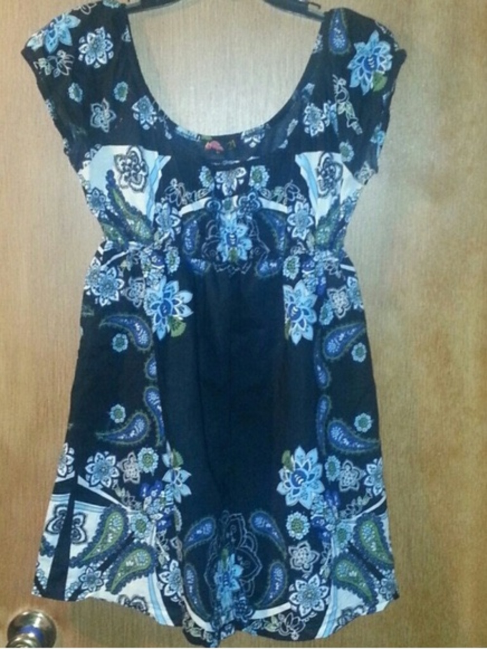 Forever 21 Black Floral Paisley Mini Dress with Blue & Green Accents